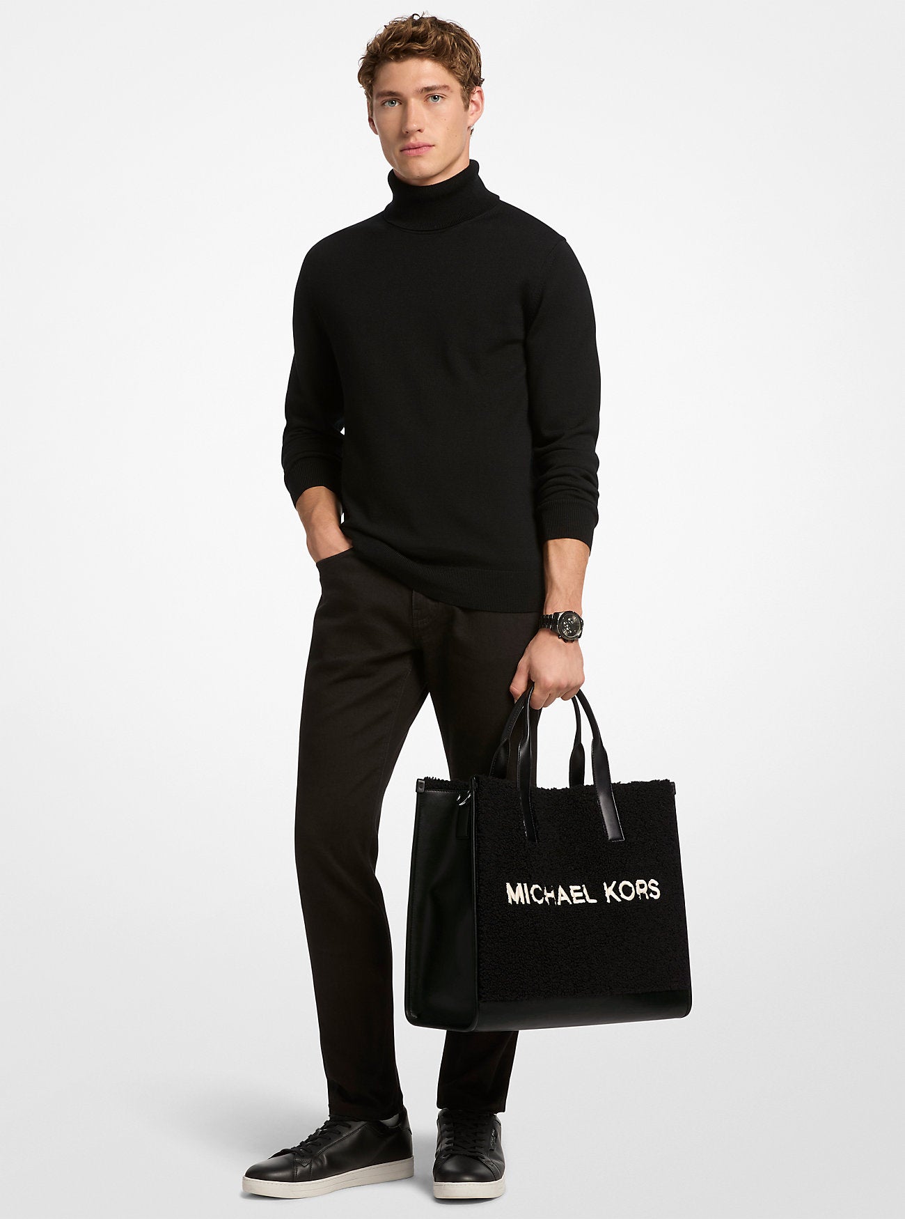 Cooper Medium Sherpa Convertible Tote Bag Black Black