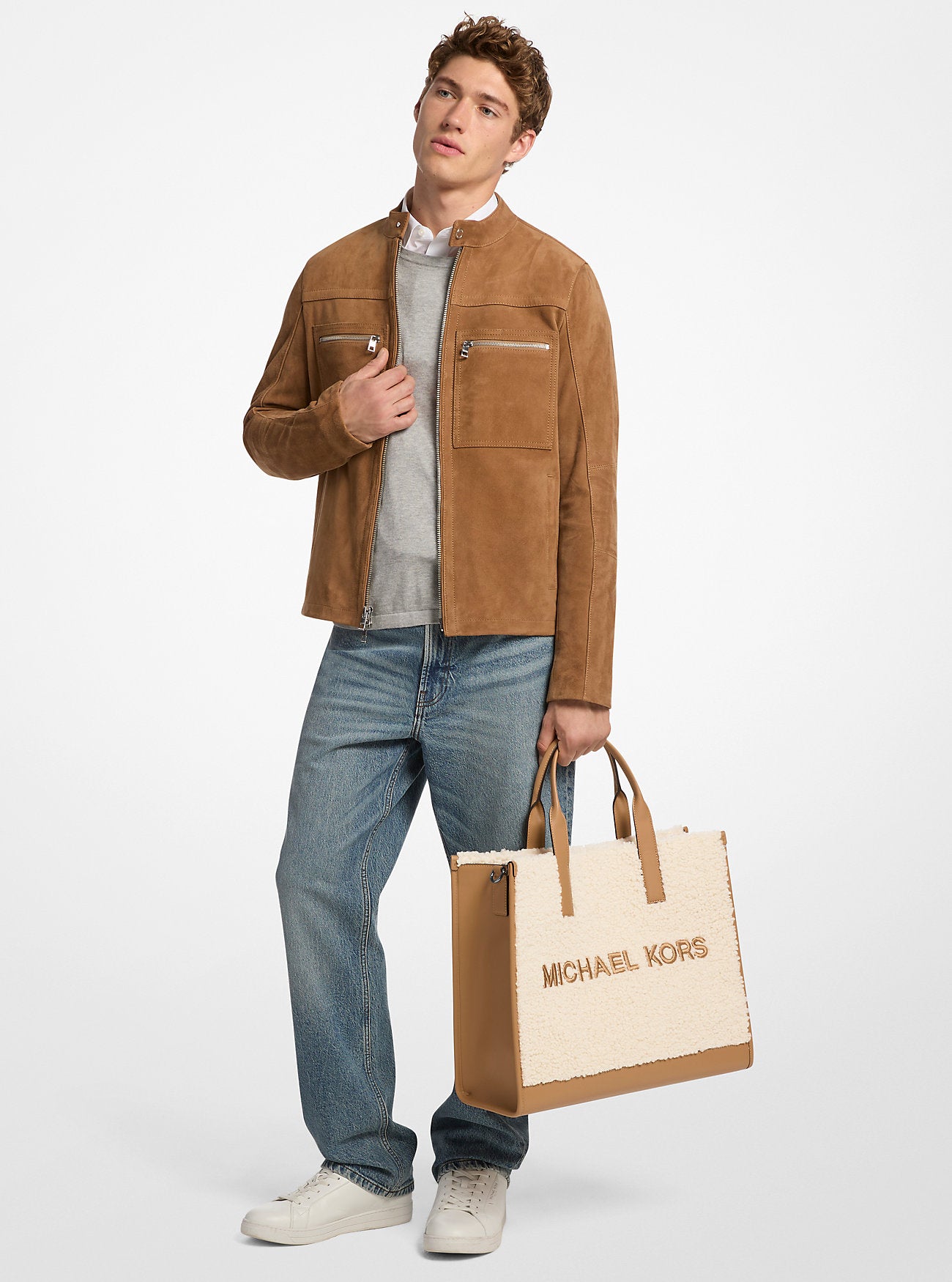 Cooper Medium Sherpa Convertible Tote Bag Peanut Peanut