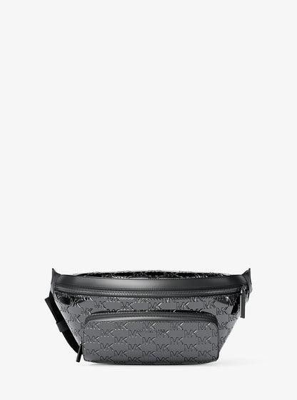 Cooper Medium Metallic Logo Debossed Utility Sling Pack Black Black