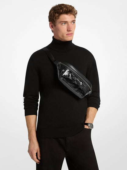 Cooper Medium Metallic Logo Debossed Utility Sling Pack Black Black