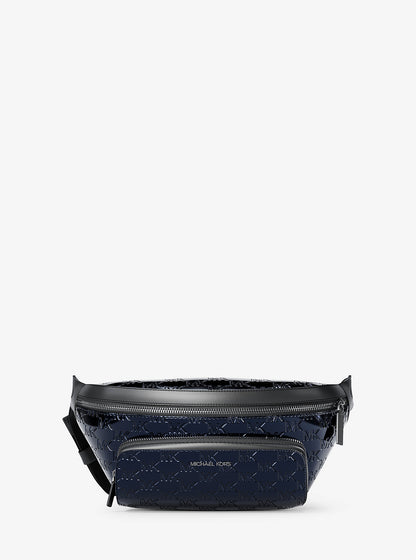 Cooper Medium Metallic Logo Debossed Utility Sling Pack Navy Navy