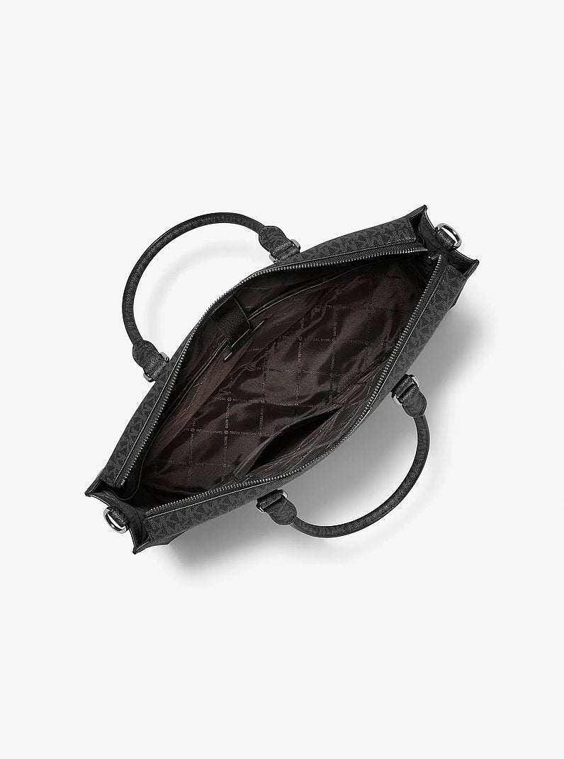 Cooper Pebbled Leather and Signature Logo Briefcase Black Black