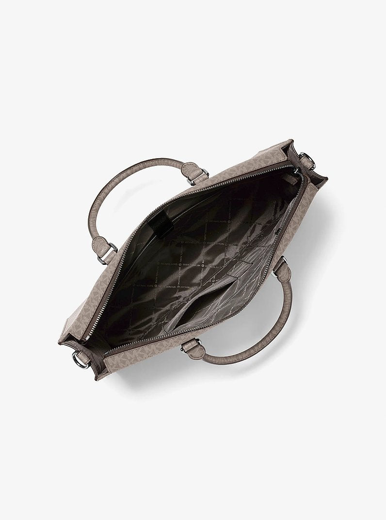 Cooper Pebbled Leather and Signature Logo Briefcase Mushroom Mushroom