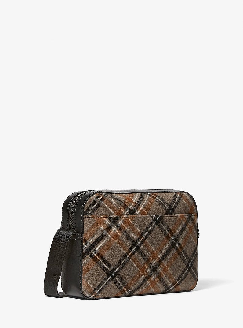 Cooper Plaid Wool Blend Flight Bag Mushroom Mushroom