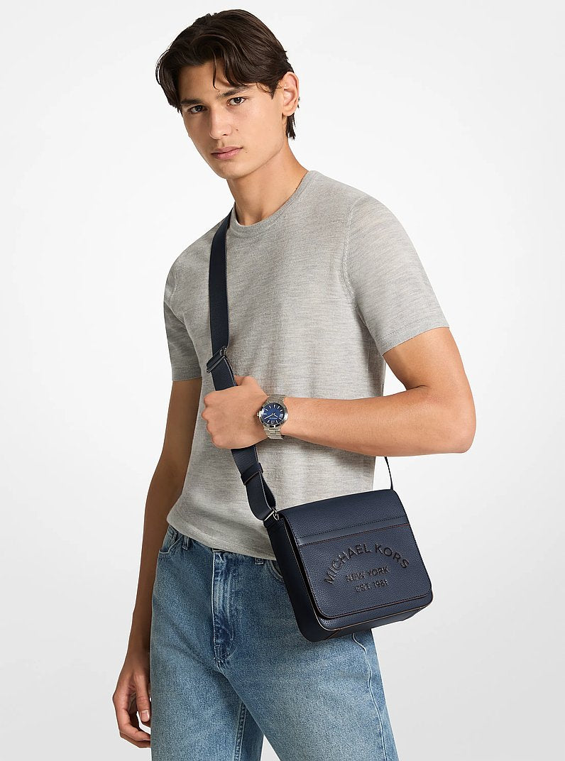 Cooper Pebbled Leather Crossbody Bag Navy Navy