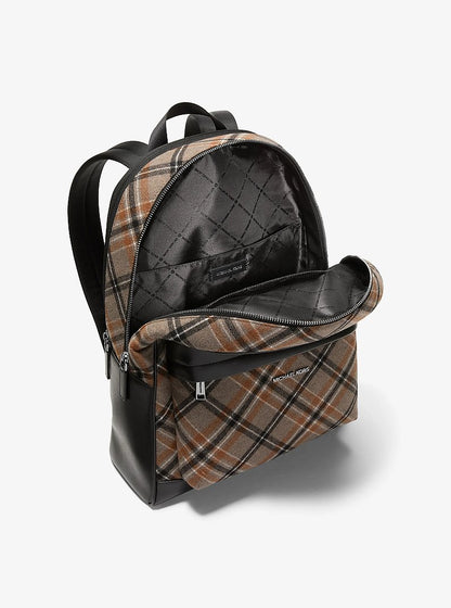 Pacey Plaid Print Wool Blend Backpack Mushroom Mushroom