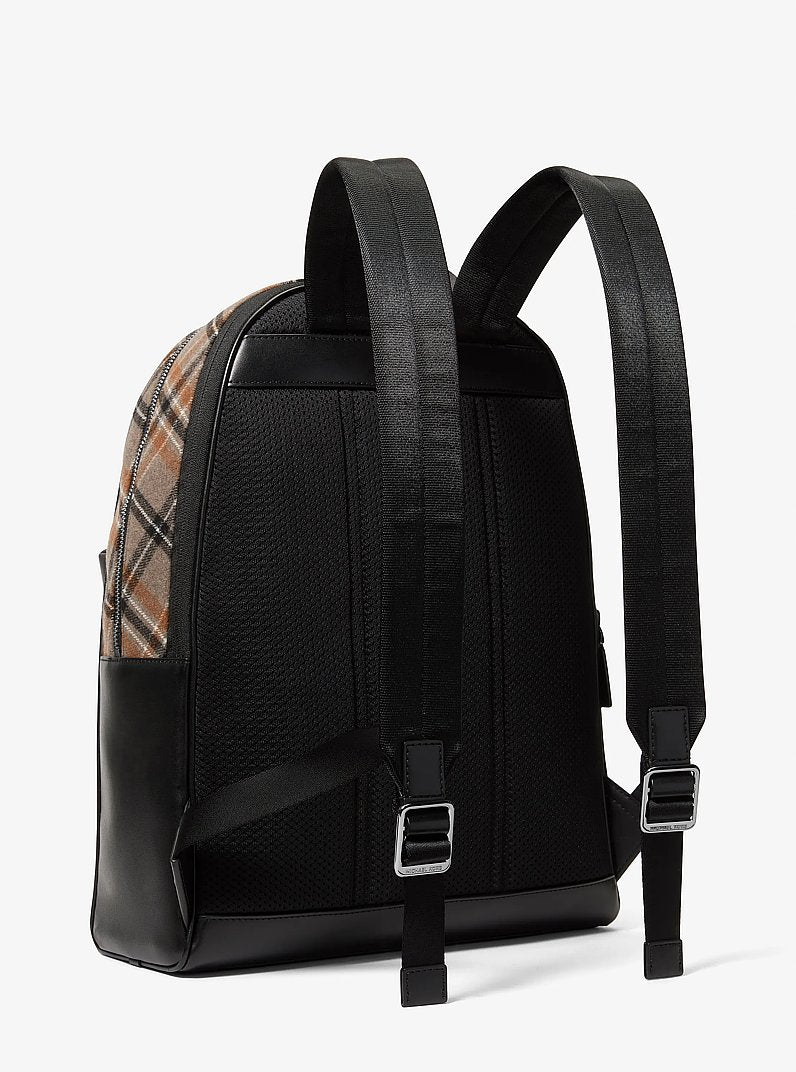 Pacey Plaid Print Wool Blend Backpack Mushroom Mushroom