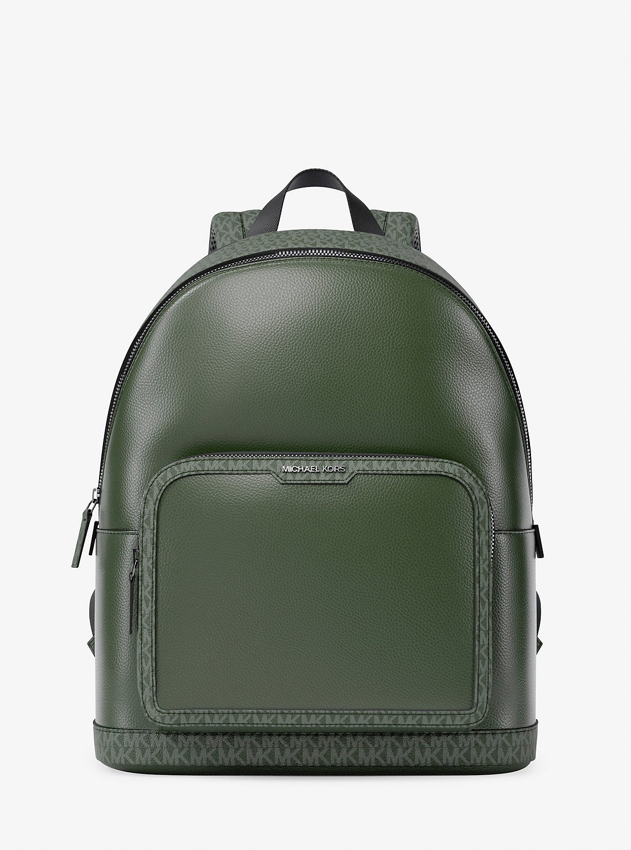 Cooper Medium Pebbled Leather and Signature Logo Commuter Backpack Moss Moss