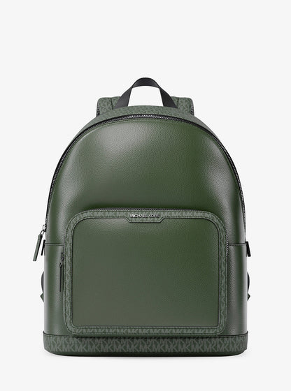Cooper Medium Pebbled Leather and Signature Logo Commuter Backpack Moss Moss