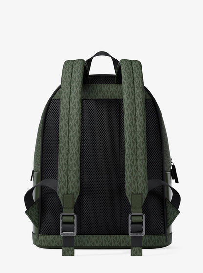 Cooper Medium Pebbled Leather and Signature Logo Commuter Backpack Moss Moss