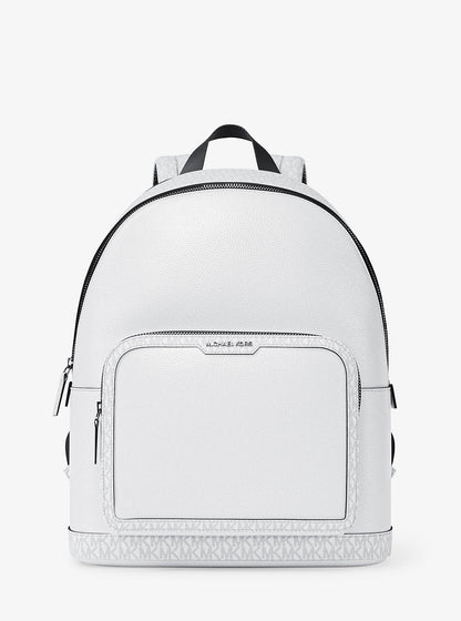 Cooper Medium Pebbled Leather and Signature Logo Commuter Backpack Bright Wht Bright Wht