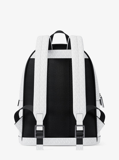 Cooper Medium Pebbled Leather and Signature Logo Commuter Backpack Bright Wht Bright Wht