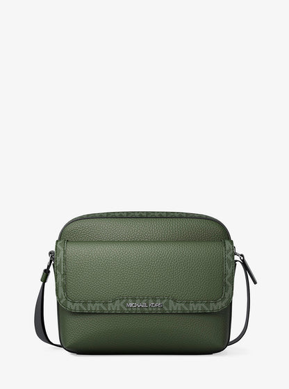 Cooper Medium Pebbled Leather and Signature Logo Camera Crossbody Bag Moss Moss