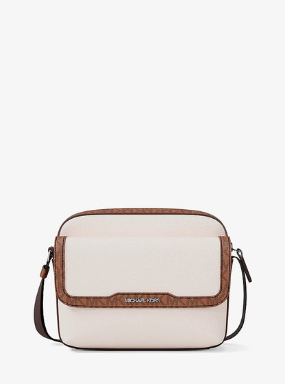 Cooper Medium Pebbled Leather and Signature Logo Camera Crossbody Bag Lt Crm-Lugg Lt Crm-Lugg