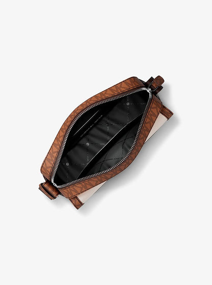Cooper Medium Pebbled Leather and Signature Logo Camera Crossbody Bag Lt Crm-Lugg Lt Crm-Lugg
