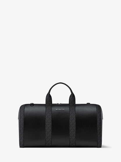 Cooper Pebbled Leather and Signature Logo Duffel Bag Black Black
