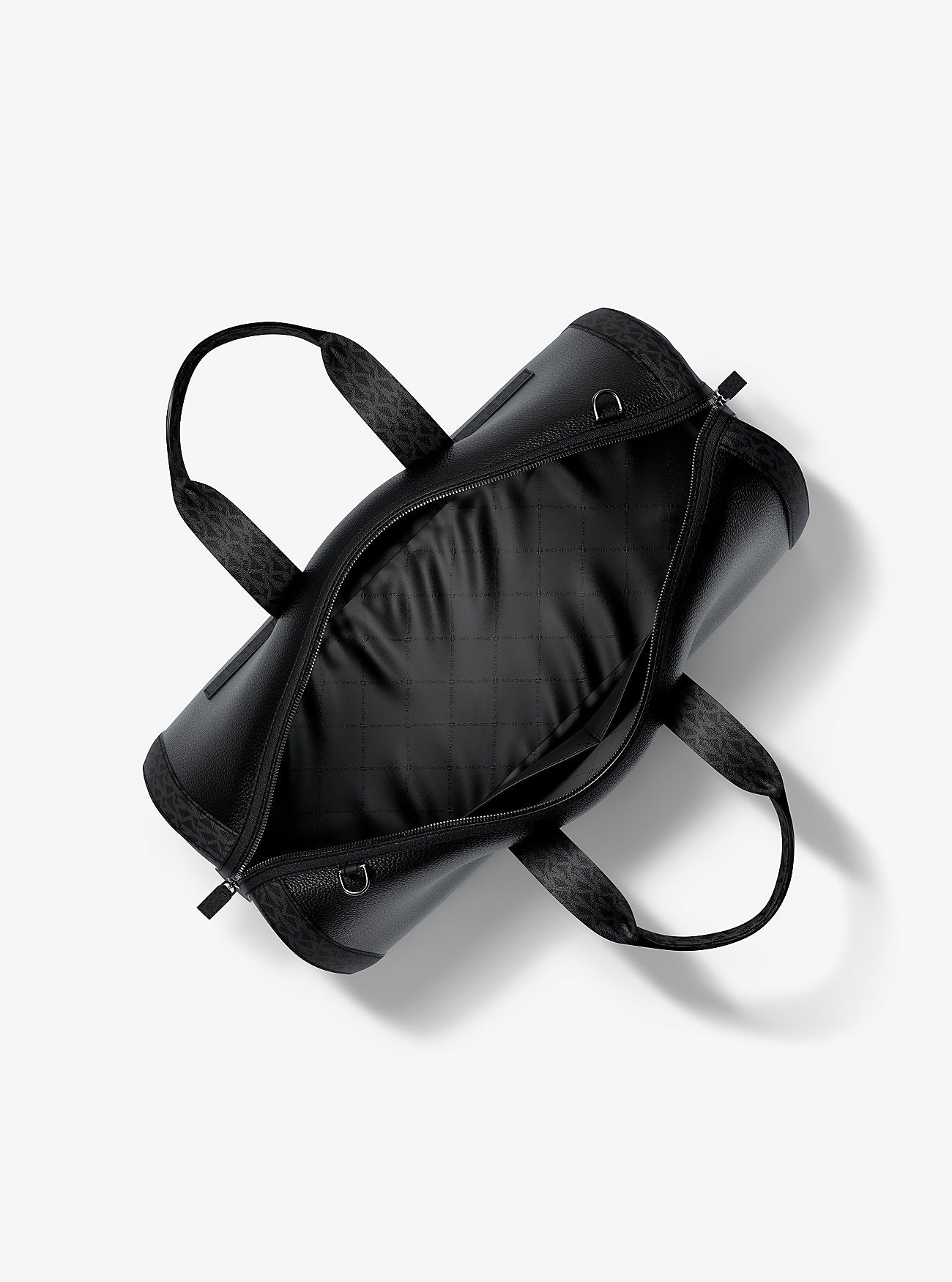 Cooper Pebbled Leather and Signature Logo Duffel Bag Black Black