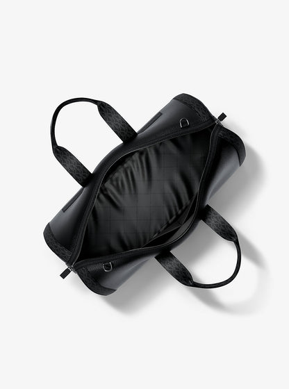 Cooper Pebbled Leather and Signature Logo Duffel Bag Black Black