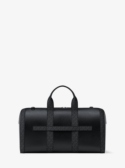 Cooper Pebbled Leather and Signature Logo Duffel Bag Black Black
