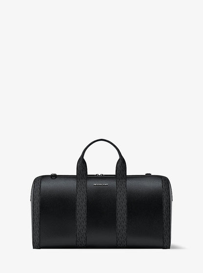 Cooper Pebbled Leather and Signature Logo Duffel Bag Black Black