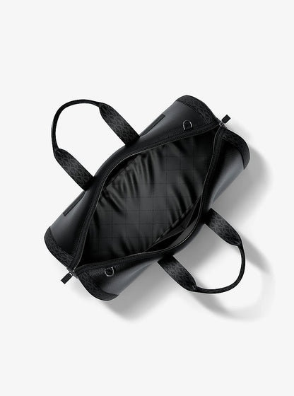 Cooper Pebbled Leather and Signature Logo Duffel Bag Black Black
