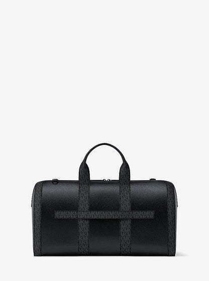 Cooper Pebbled Leather and Signature Logo Duffel Bag Black Black