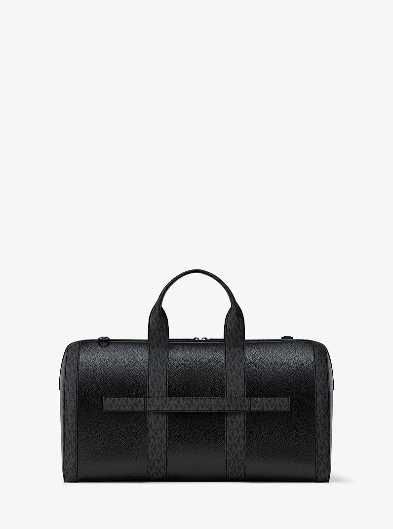 Cooper Pebbled Leather and Signature Logo Duffel Bag Black Black