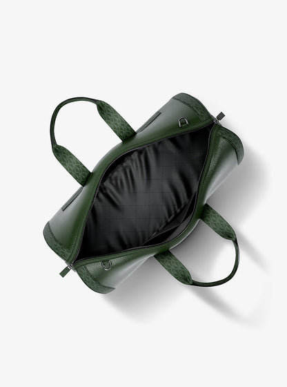 Cooper Pebbled Leather and Signature Logo Duffel Bag Moss Moss