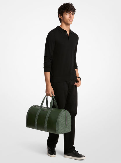 Cooper Pebbled Leather and Signature Logo Duffel Bag Moss Moss