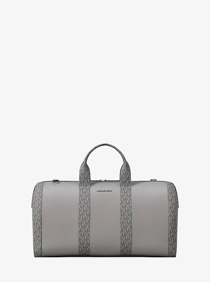 Cooper Pebbled Leather and Signature Logo Duffel Bag Pearl Grey Pearl Grey