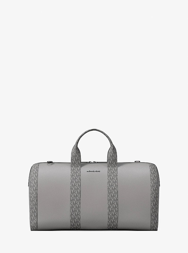 Cooper Pebbled Leather and Signature Logo Duffel Bag Pearl Grey Pearl Grey