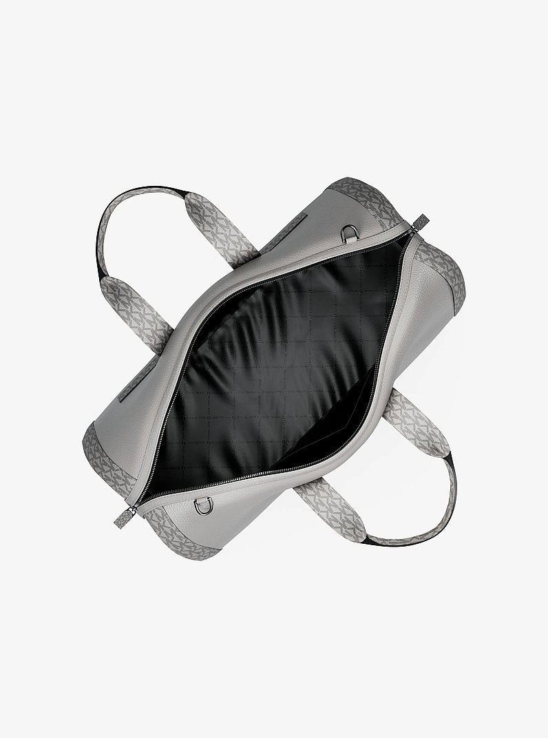 Cooper Pebbled Leather and Signature Logo Duffel Bag Pearl Grey Pearl Grey