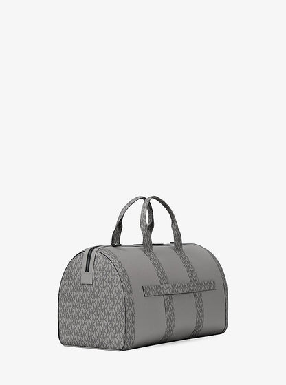 Cooper Pebbled Leather and Signature Logo Duffel Bag Pearl Grey Pearl Grey