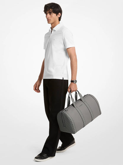 Cooper Pebbled Leather and Signature Logo Duffel Bag Pearl Grey Pearl Grey