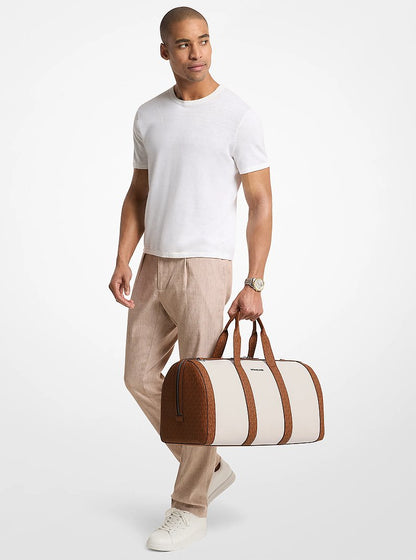 Cooper Pebbled Leather and Signature Logo Duffel Bag Lt Crm-Lugg Lt Crm-Lugg