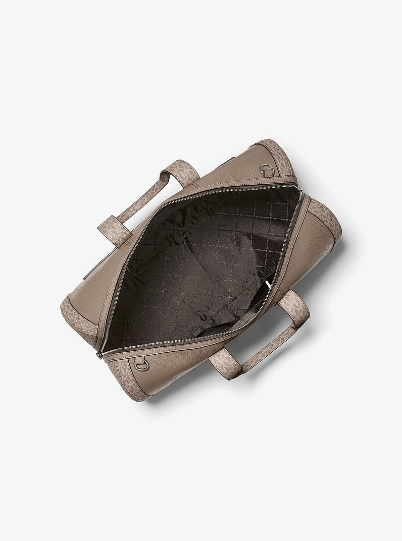 Cooper Pebbled Leather and Signature Logo Duffel Bag Mushroom Mushroom