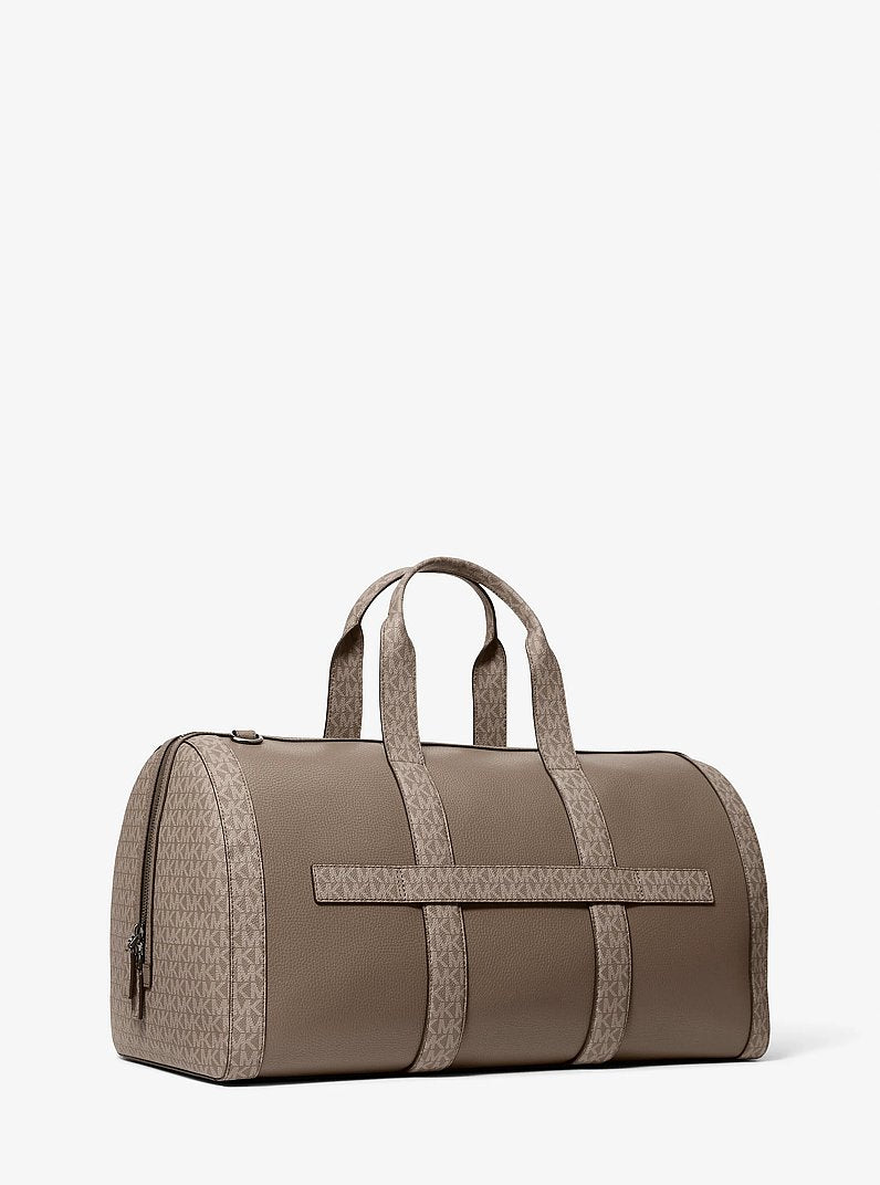 Cooper Pebbled Leather and Signature Logo Duffel Bag Mushroom Mushroom