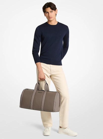 Cooper Pebbled Leather and Signature Logo Duffel Bag Mushroom Mushroom