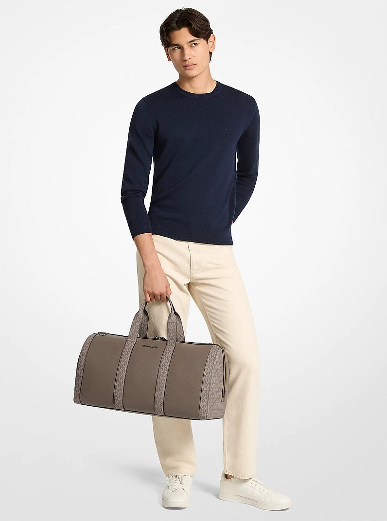 Cooper Pebbled Leather and Signature Logo Duffel Bag Mushroom Mushroom