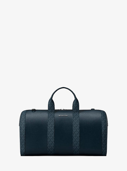 Cooper Pebbled Leather and Signature Logo Duffel Bag Navy Navy