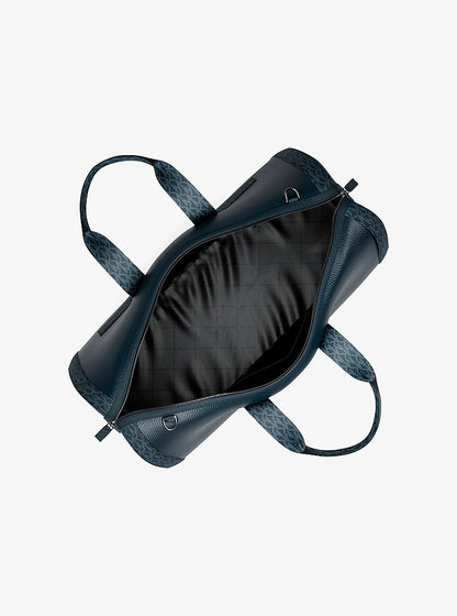 Cooper Pebbled Leather and Signature Logo Duffel Bag Navy Navy