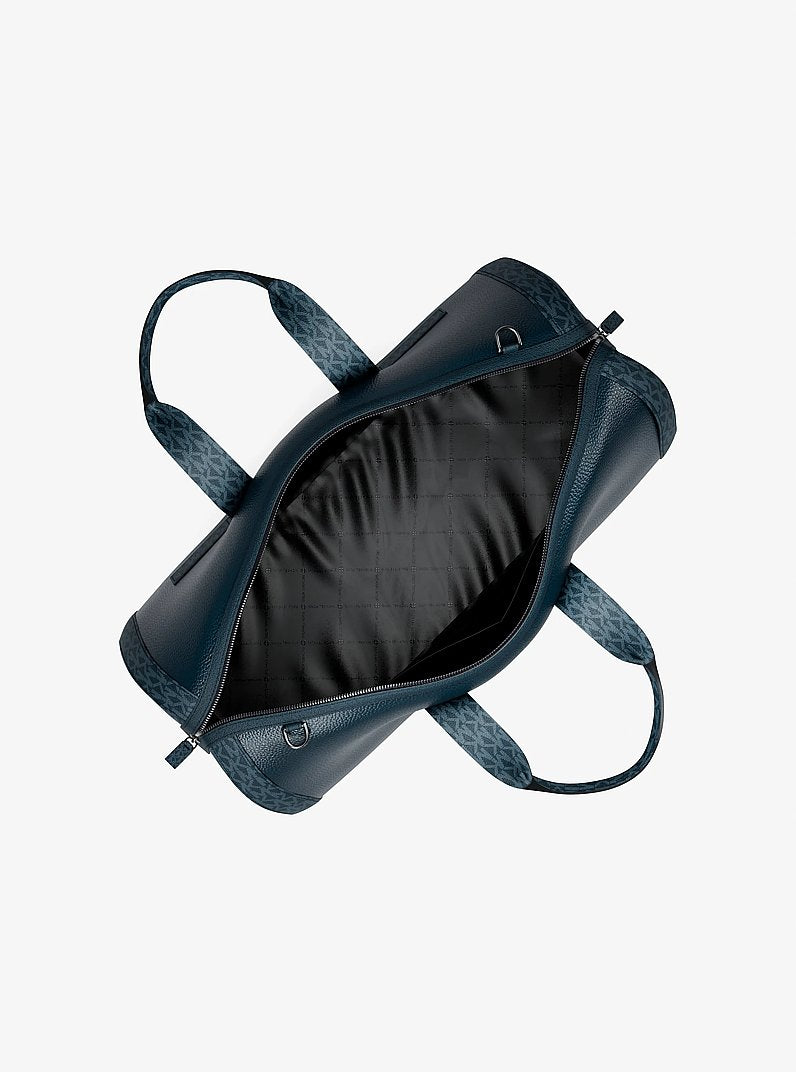 Cooper Pebbled Leather and Signature Logo Duffel Bag Navy Navy