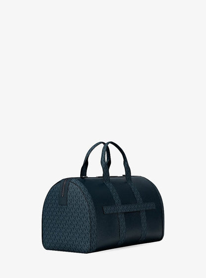 Cooper Pebbled Leather and Signature Logo Duffel Bag Navy Navy