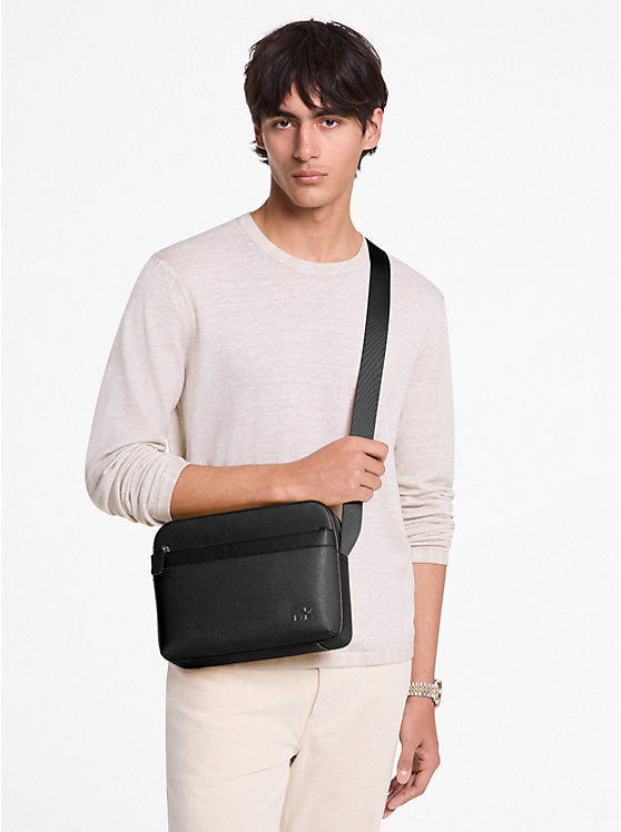 Cooper Saffiano Leather Utility Crossbody Bag Black