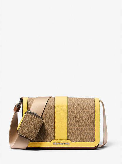 Micheal Kors Cooper Color-Block Signature Logo Crossbody Bag with Pouch Daisy Yellow