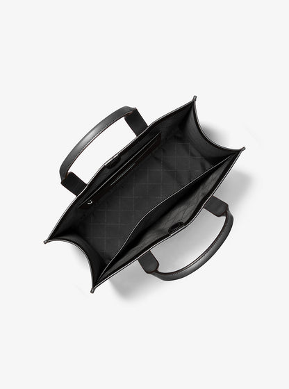 Cooper Logo Embossed Pebbled Leather Tote Bag Black Black