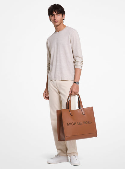 Cooper Logo Embossed Pebbled Leather Tote Bag Luggage Luggage