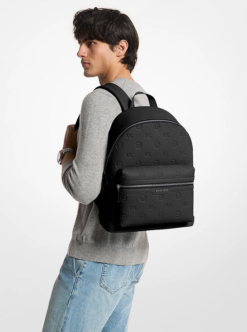 Cooper Medium Logo Debossed Dome Backpack Black Black