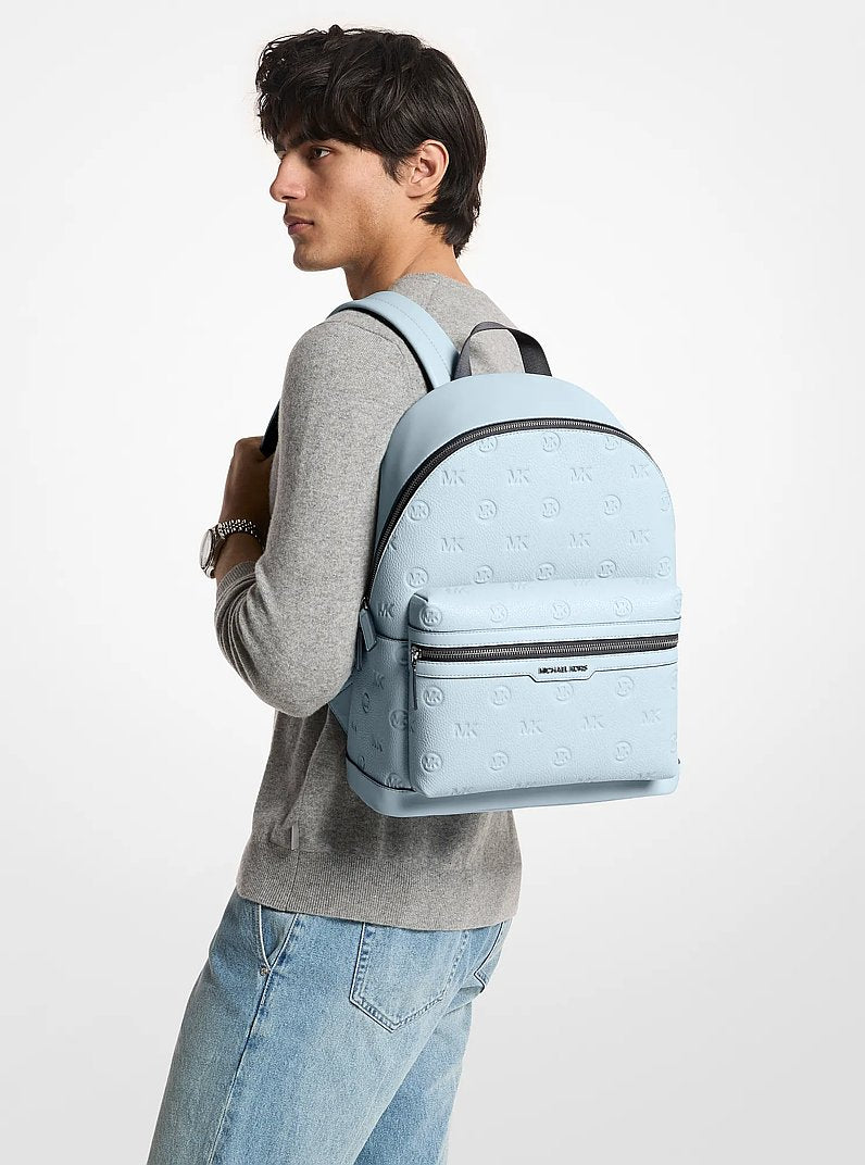 Cooper Medium Logo Debossed Dome Backpack Pale Ocean Pale Ocean