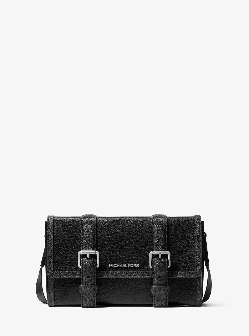 Cooper Pebbled Leather and Signature Logo Trunk Crossbody Bag Black Black